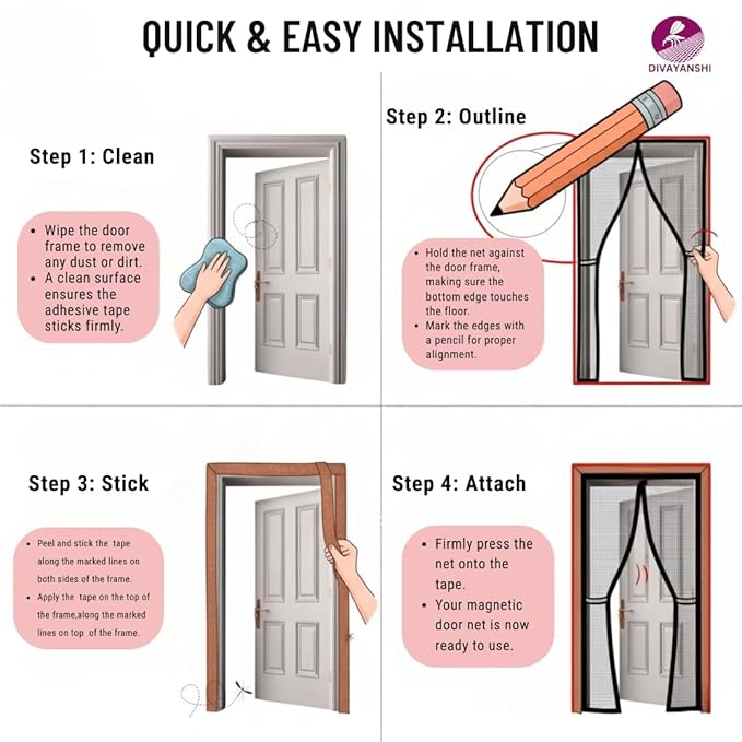 Magnetic Mosquito Net Curtain – Auto Close, Hands-Free, Easy Install