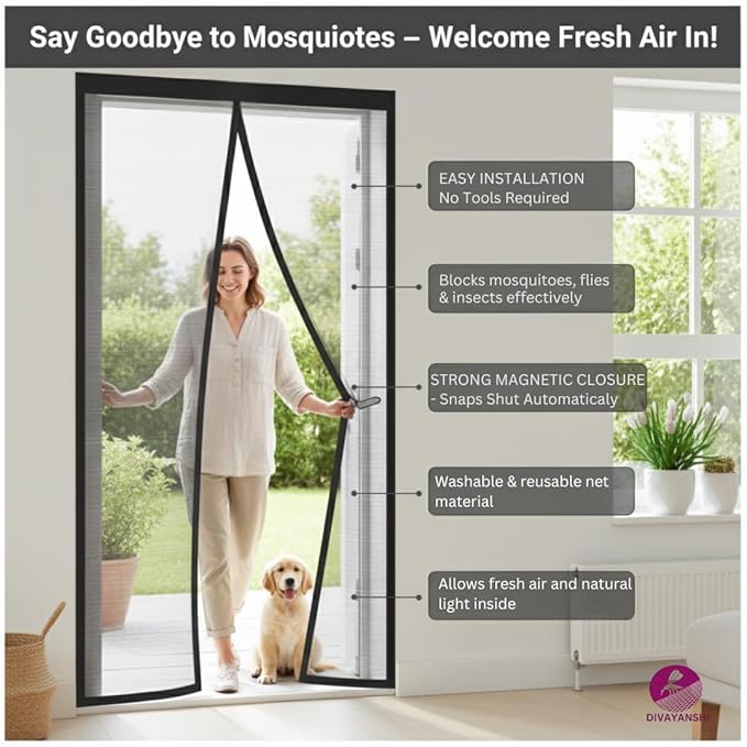 Magnetic Mosquito Net Curtain – Auto Close, Hands-Free, Easy Install
